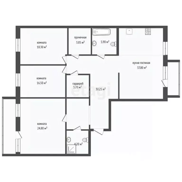 3-к кв. Тюменская область, Тюмень ул. Николая Федорова, 30 (144.5 м) - Фото 1