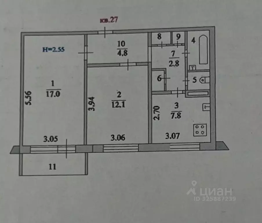 2-к кв. Московская область, Серпухов Советская ул., 102б (51.0 м) - Фото 1