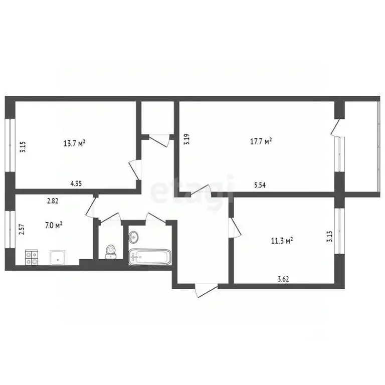 3-к кв. Ямало-Ненецкий АО, Муравленко ул. 70 лет Октября, 49 (74.8 м) - Фото 2