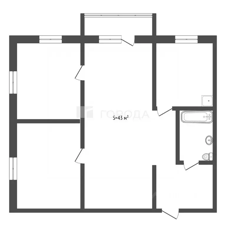 3-к кв. Алтайский край, Барнаул ул. Папанинцев, 109 (43.0 м) - Фото 2
