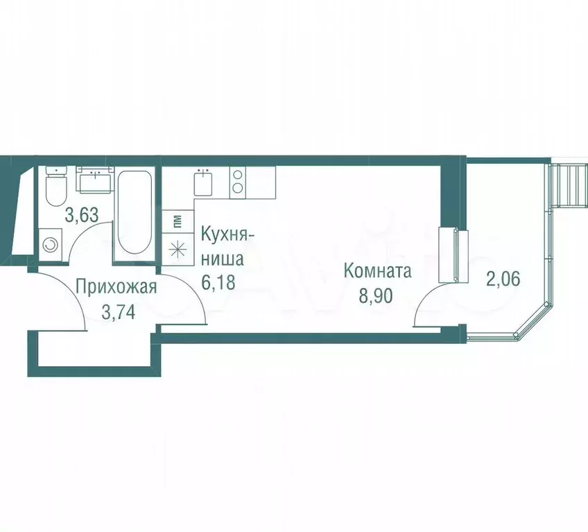 Квартира-студия, 24,5 м, 3/22 эт. - Фото 0
