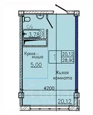 Студия Ставропольский край, Пятигорск ул. Ермолова, 28А (28.29 м) - Фото 1