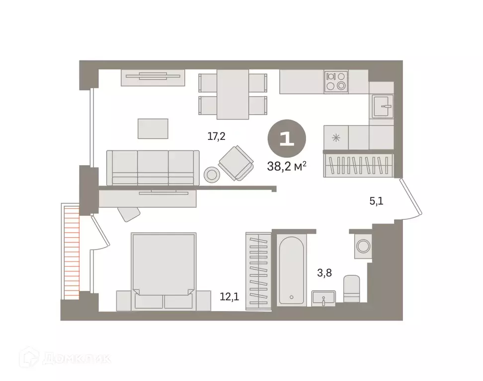 Продаётся 1-к квартира, 38.22 м - Фото 0