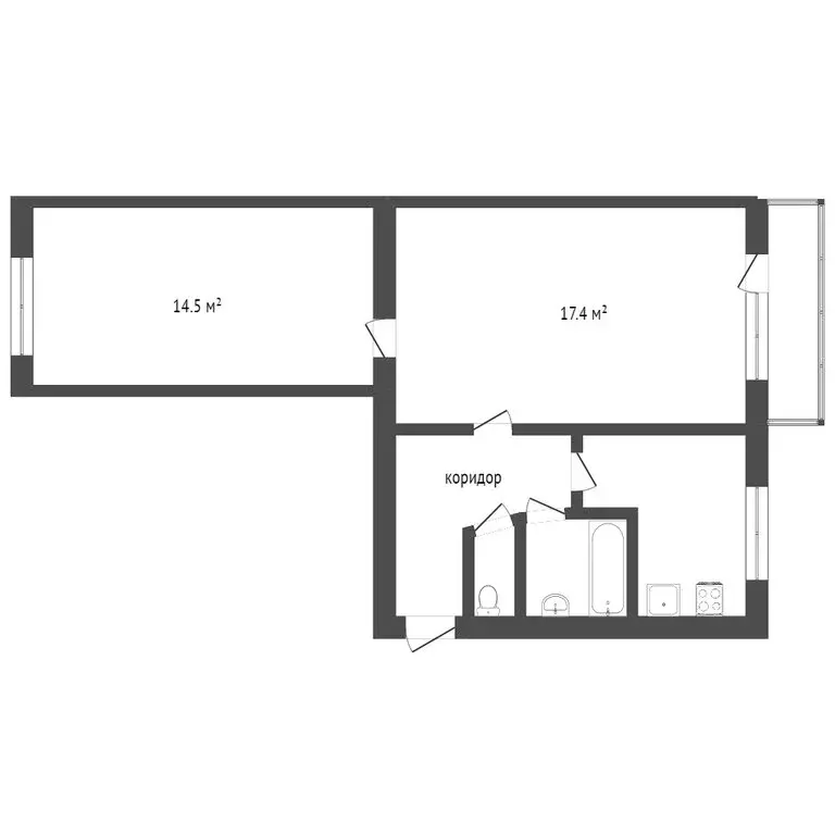 2-комнатная квартира: деревня Литега, 24 (47.2 м) - Фото 1