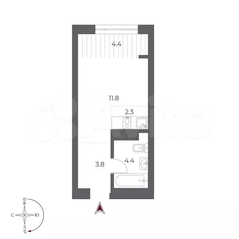 Квартира-студия, 24,5 м, 21/24 эт. - Фото 0