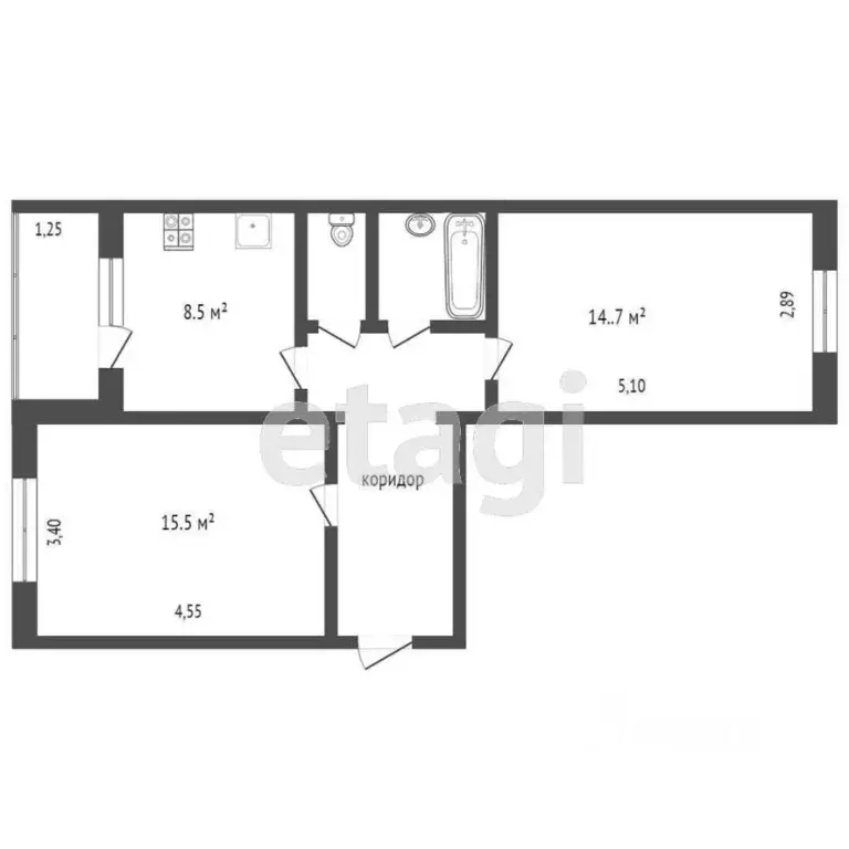 2-к кв. Калужская область, Калуга ул. Дружбы, 10 (51.1 м) - Фото 2