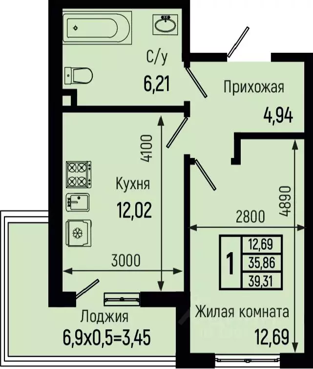 1-к кв. Краснодарский край, Туапсинский муниципальный округ, с. Небуг ... - Фото 0