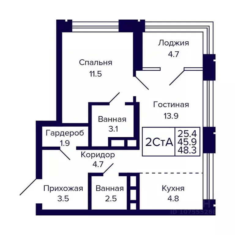 2-к кв. Новосибирская область, Новосибирск ул. Грибоедова (48.3 м) - Фото 0