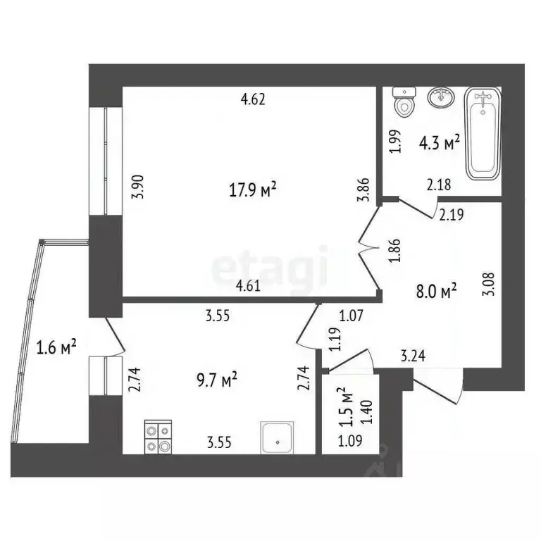 1-к кв. Мордовия, Саранск ул. Марины Расковой, 39 (43.0 м) - Фото 2