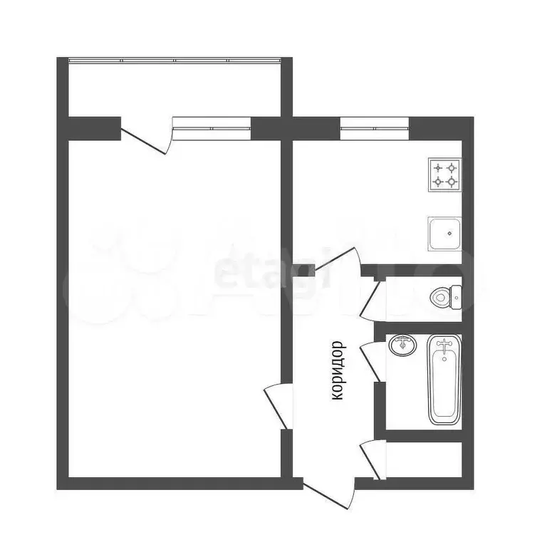 1-к. квартира, 45 м, 4/5 эт. - Фото 0