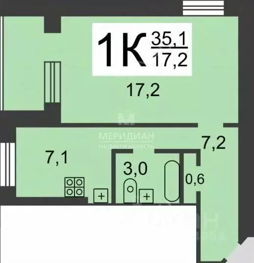 1-к кв. Нижегородская область, Нижний Новгород ул. Чаадаева, 45 (35.1 ... - Фото 1