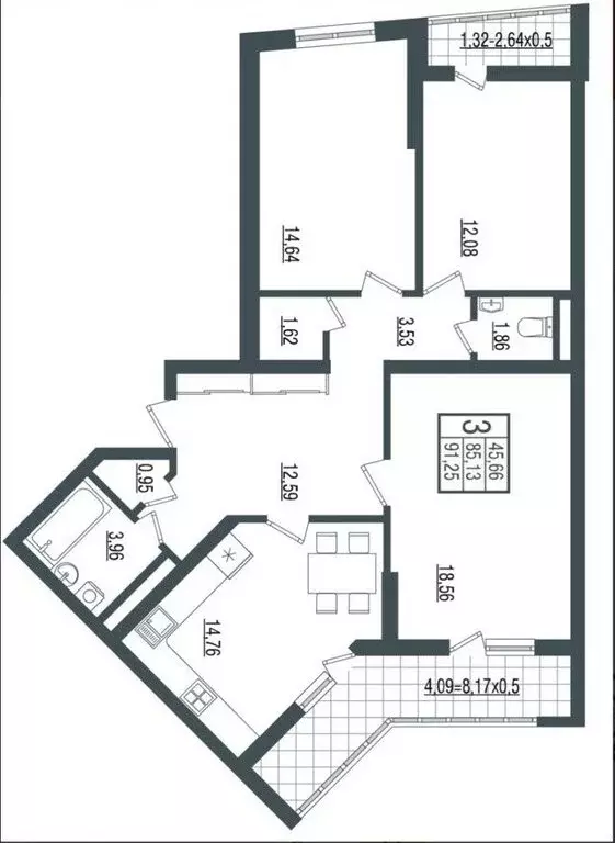 3-комнатная квартира: Краснодар, улица Красных Партизан, 4/15 (95 м) - Фото 0