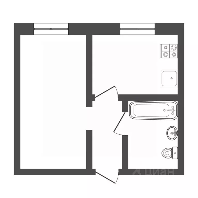 1-к кв. Тюменская область, Тюмень ул. Домостроителей, 26к2 (27.2 м) - Фото 2