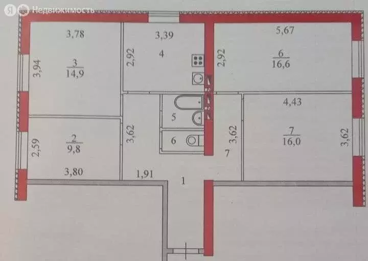 4-комнатная квартира: Волгоград, улица Ломоносова, 72 (87.2 м) - Фото 0