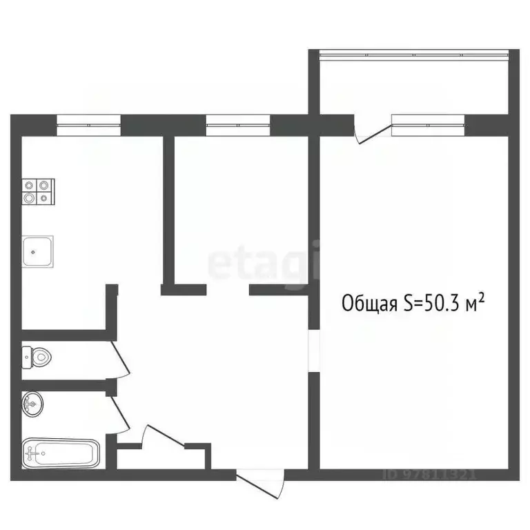 2-к кв. Кемеровская область, Прокопьевск Тырган мкр, 10-й мкр, 12А ... - Фото 1