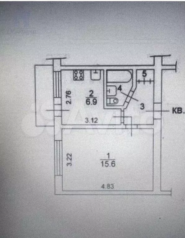1-к. квартира, 30 м, 4/9 эт. - Фото 0