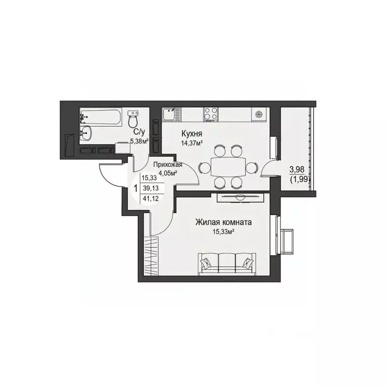 1-к кв. Орловская область, Орел ул. Кузнецова, 1 (41.12 м) - Фото 1