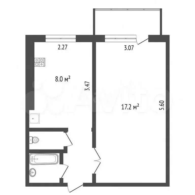 1-к. квартира, 30 м, 5/5 эт. - Фото 0