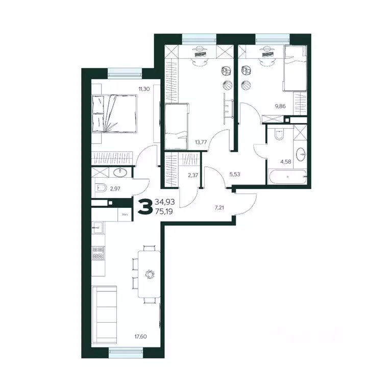 3-к кв. Московская область, Химки Сходня мкр, Первомайская ул., ... - Фото 1