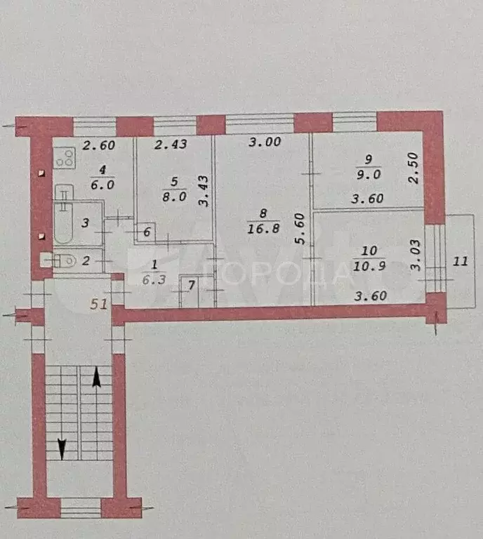 4-к. квартира, 61,7 м, 4/5 эт. - Фото 1