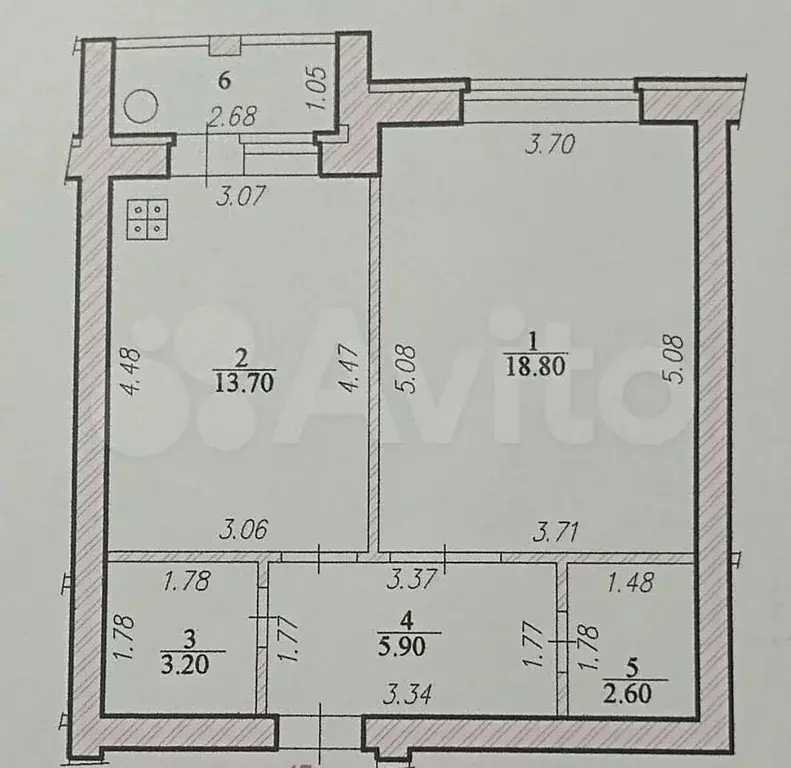 1-к. квартира, 47 м, 5/5 эт. - Фото 0