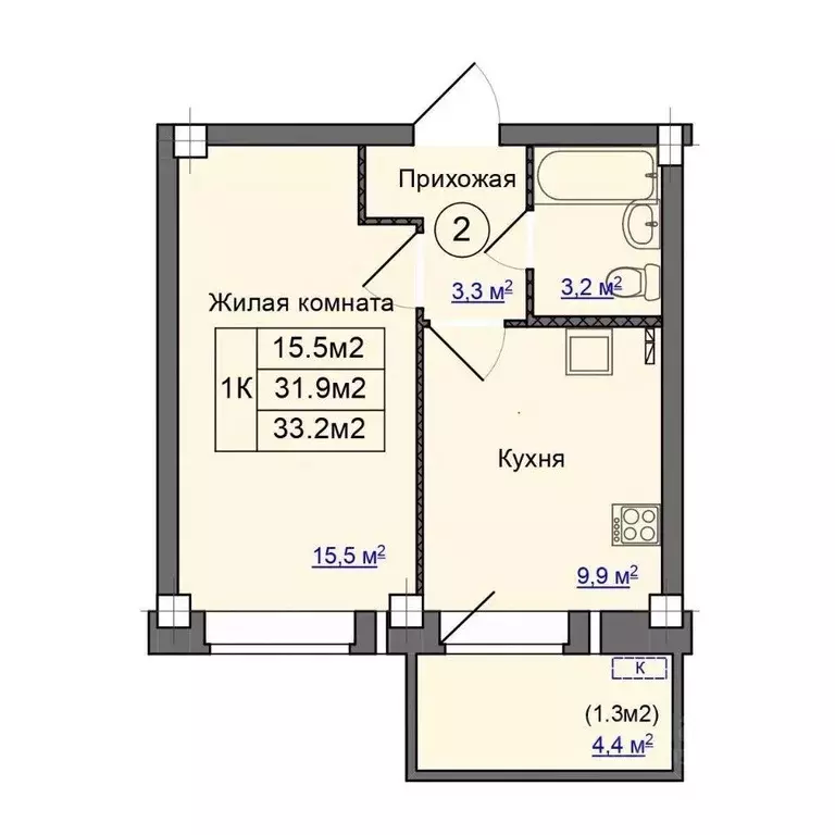 1-к кв. Псковская область, Псковский район, Завеличенская волость, д. ... - Фото 1