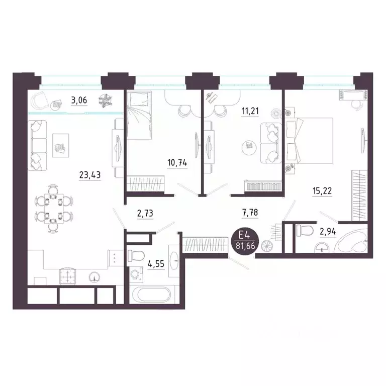 3-к кв. Рязанская область, Рязань Московское ш. (81.66 м) - Фото 0