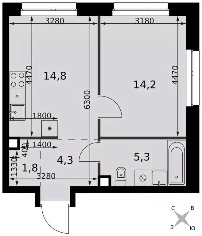 1-к кв. Москва Новоостаповская ул., 6АС1 (40.4 м) - Фото 1