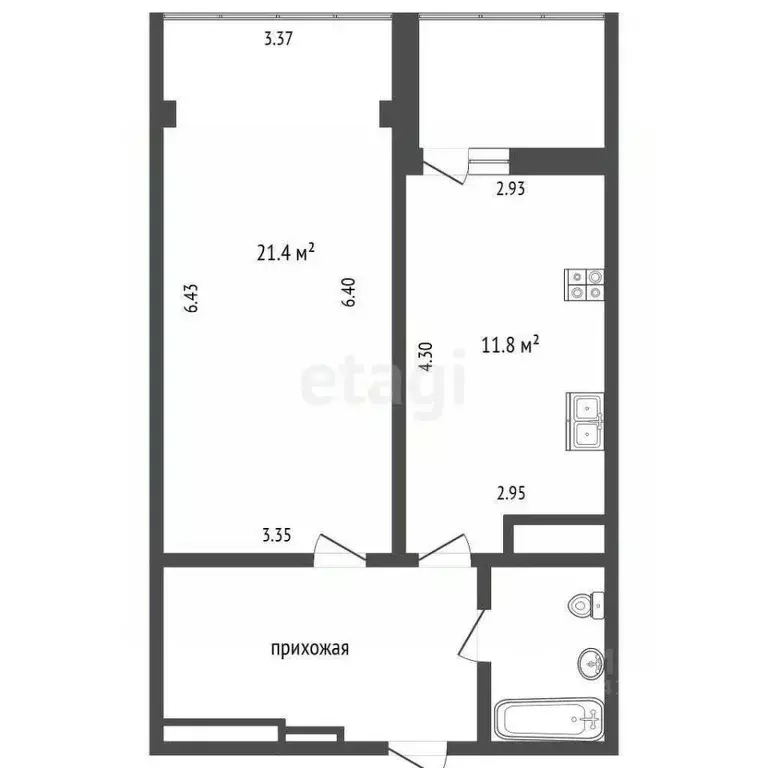 1-к кв. Белгородская область, Белгород ул. Костюкова, 12а (45.7 м) - Фото 0