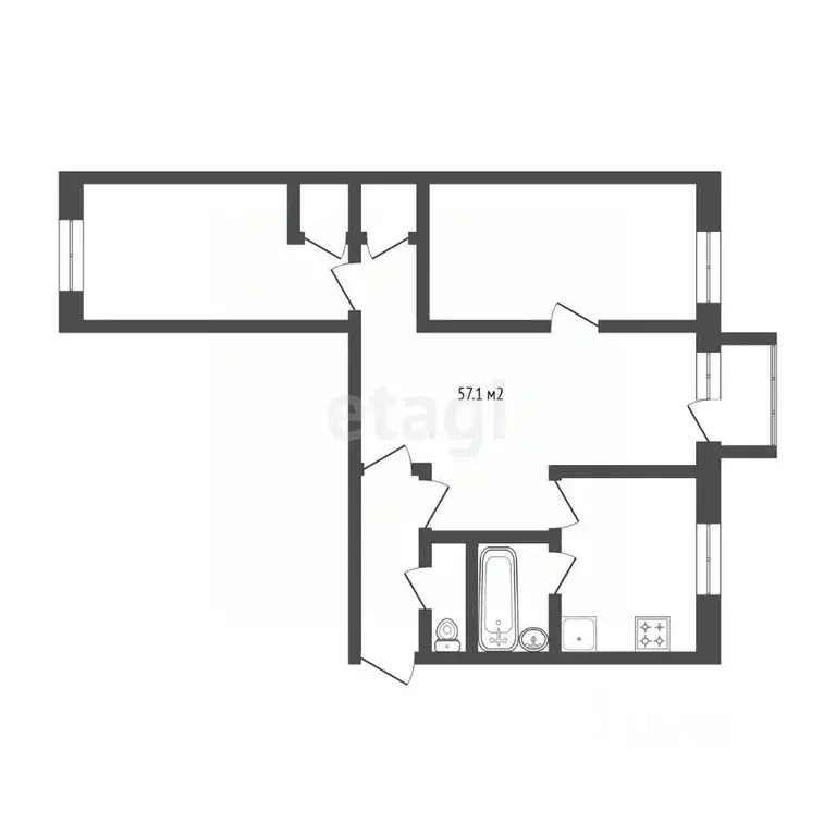 3-к кв. Тюменская область, Тюмень ул. Республики, 171 (57.1 м) - Фото 2