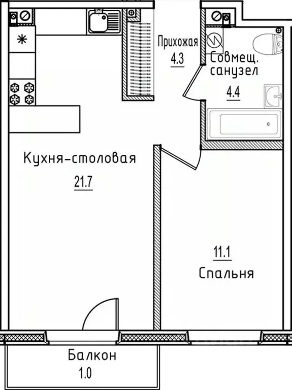 1-к кв. Новгородская область, Старая Русса ул. Чапаева, 2 (42.5 м) - Фото 1