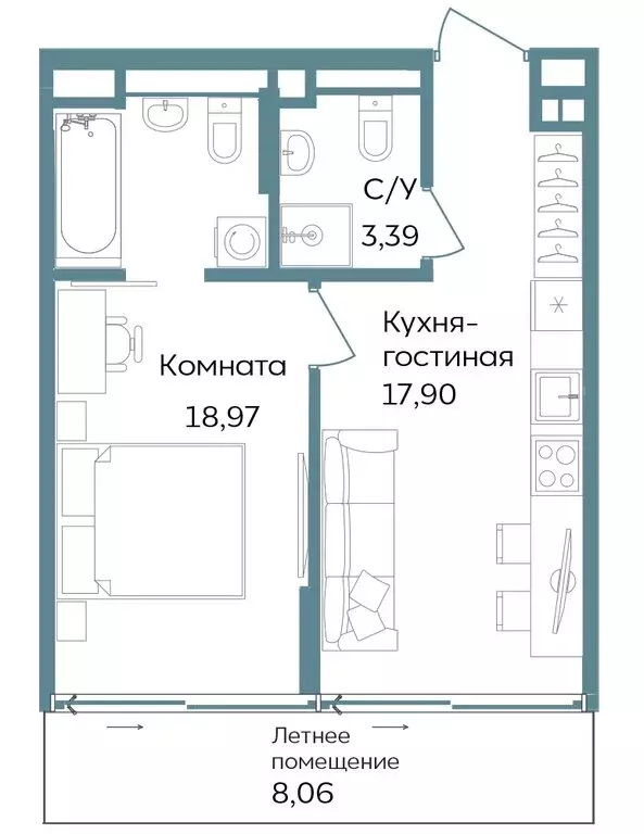 1-комнатная квартира: Республика Крым, Саки, курортный кластер Темпо ... - Фото 0