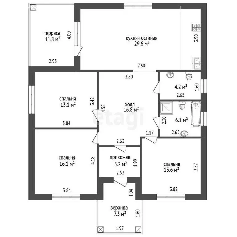 Дом в село Стрелецкое, Лунная улица (115 м) - Фото 2