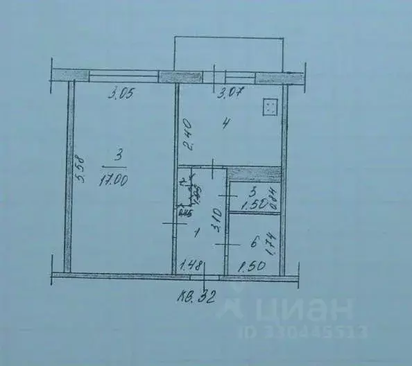1-к кв. Чувашия, Чебоксары Хузангая ул., 38 (32.9 м) - Фото 0