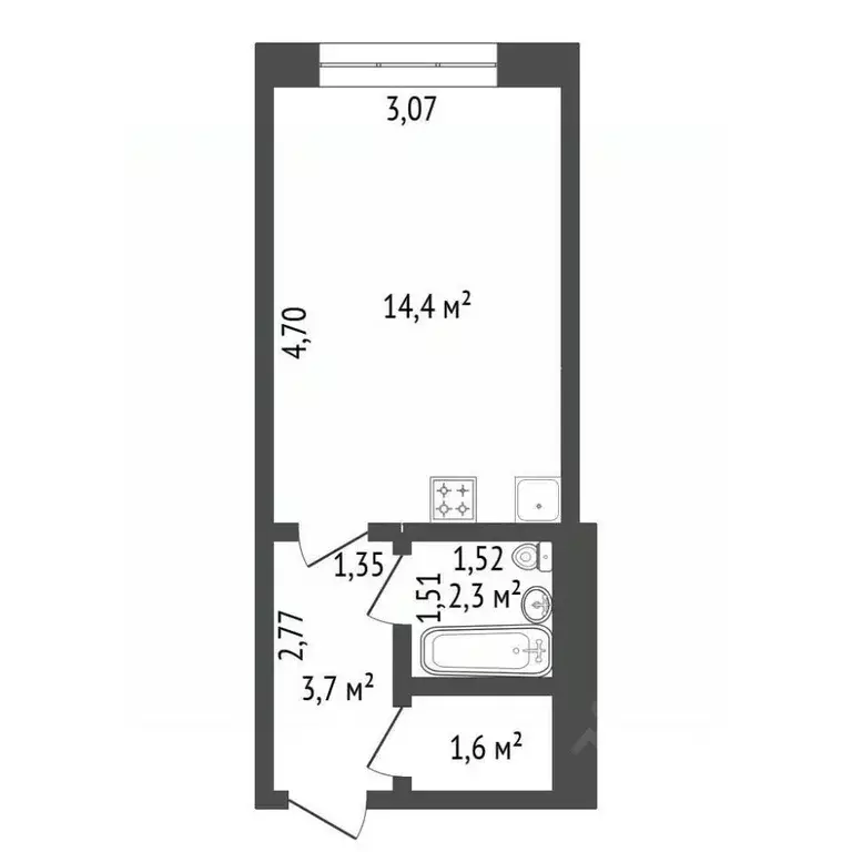 1-к кв. Башкортостан, Уфа ул. Софьи Перовской, 25 (22.0 м) - Фото 2