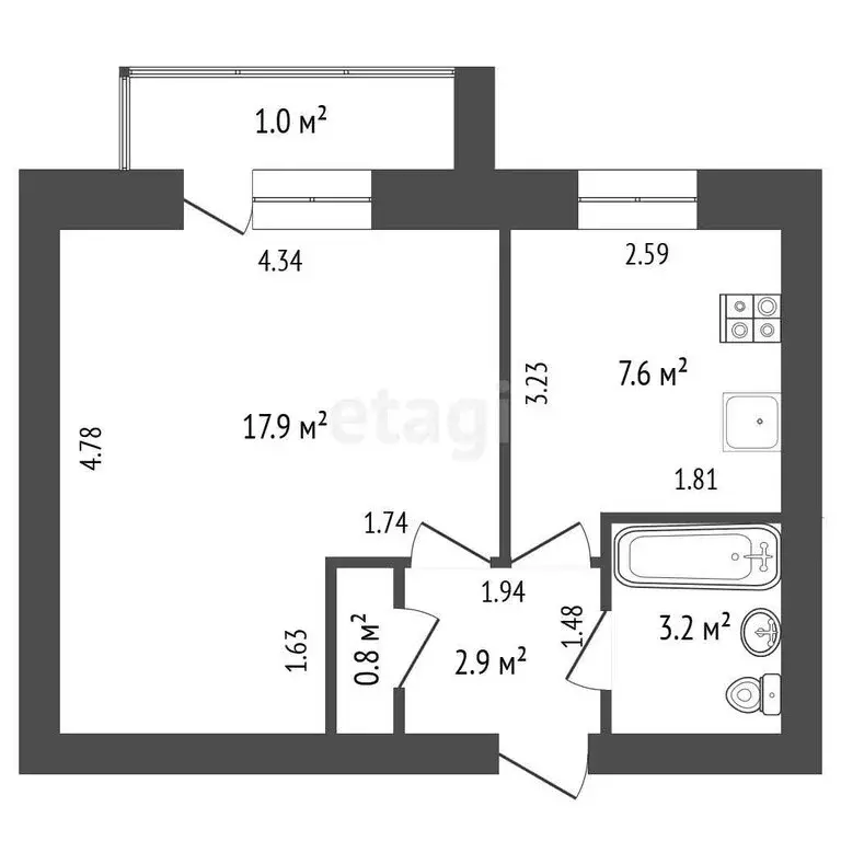 1-комнатная квартира: Йошкар-Ола, Красноармейская улица, 57 (33 м) - Фото 1