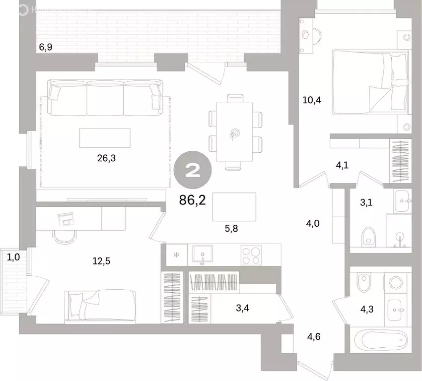 2-комнатная квартира: Санкт-Петербург, Василеостровский район, ЖК ... - Фото 2