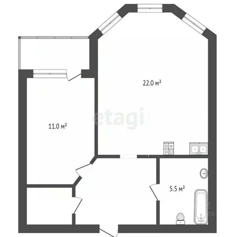 1-к кв. Тюменская область, Тюмень ул. Циолковского, 7к1 (46.0 м) - Фото 2