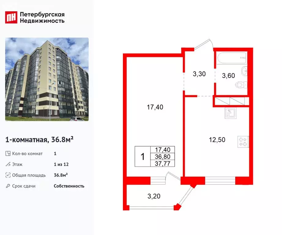 1-комнатная квартира: Аннинское городское поселение, деревня Куттузи, ... - Фото 2