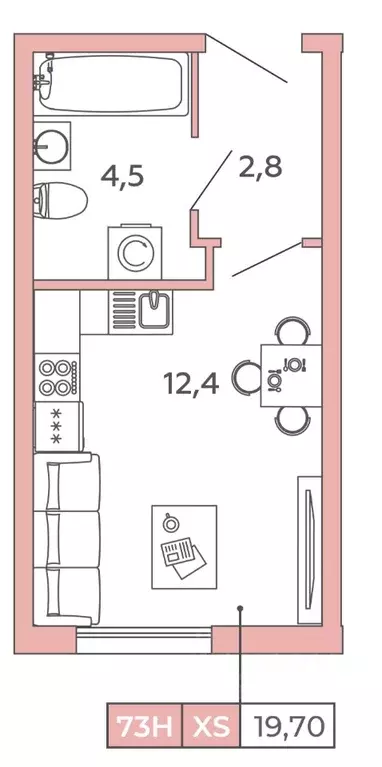 Студия Санкт-Петербург Московский просп., 71к3 (19.7 м) - Фото 1