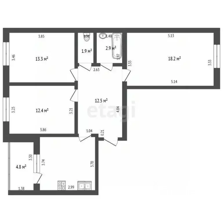 3-к кв. Башкортостан, Стерлитамак Солнечный мкр, ул. Юрматинская, 12 ... - Фото 2