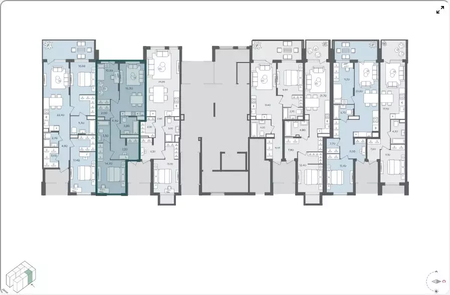 3-комнатная квартира: село Перхушково, микрорайон Равновесие, 3 (62.1 ... - Фото 2
