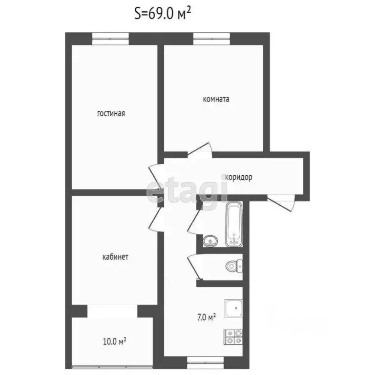 3-к кв. Крым, Саки ул. Бурденко (69.0 м) - Фото 2