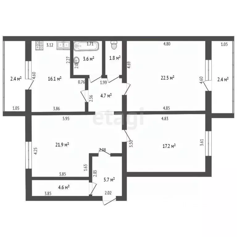 3-к кв. Башкортостан, Стерлитамак 23 Мая ул., 24 (98.1 м) - Фото 2