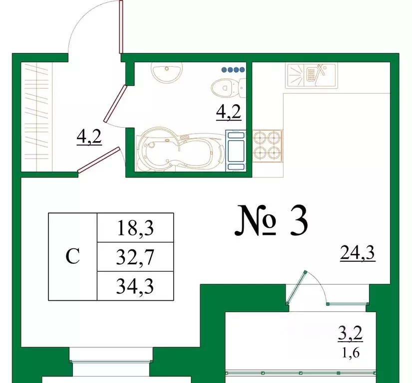 Студия Ленинградская область, Гатчина Красносельское ш., 4Ак1 (34.3 м) - Фото 1