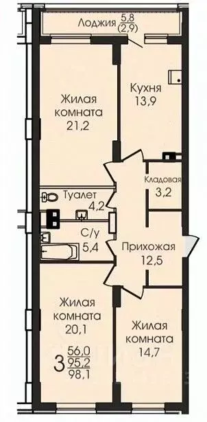 3-к кв. Воронежская область, Воронеж ул. Урицкого, 137 (97.0 м) - Фото 0