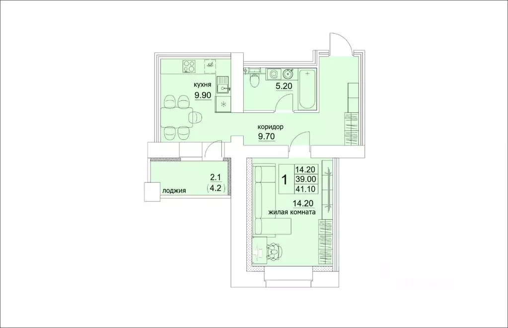 1-к кв. кировская область, киров ул. лепсе, 14 (41.1 м) - Фото 0