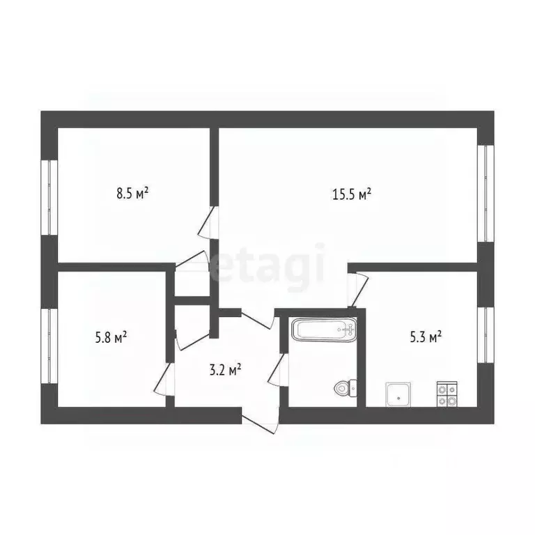 3-к кв. Санкт-Петербург просп. Ветеранов, 33 (41.8 м) - Фото 1