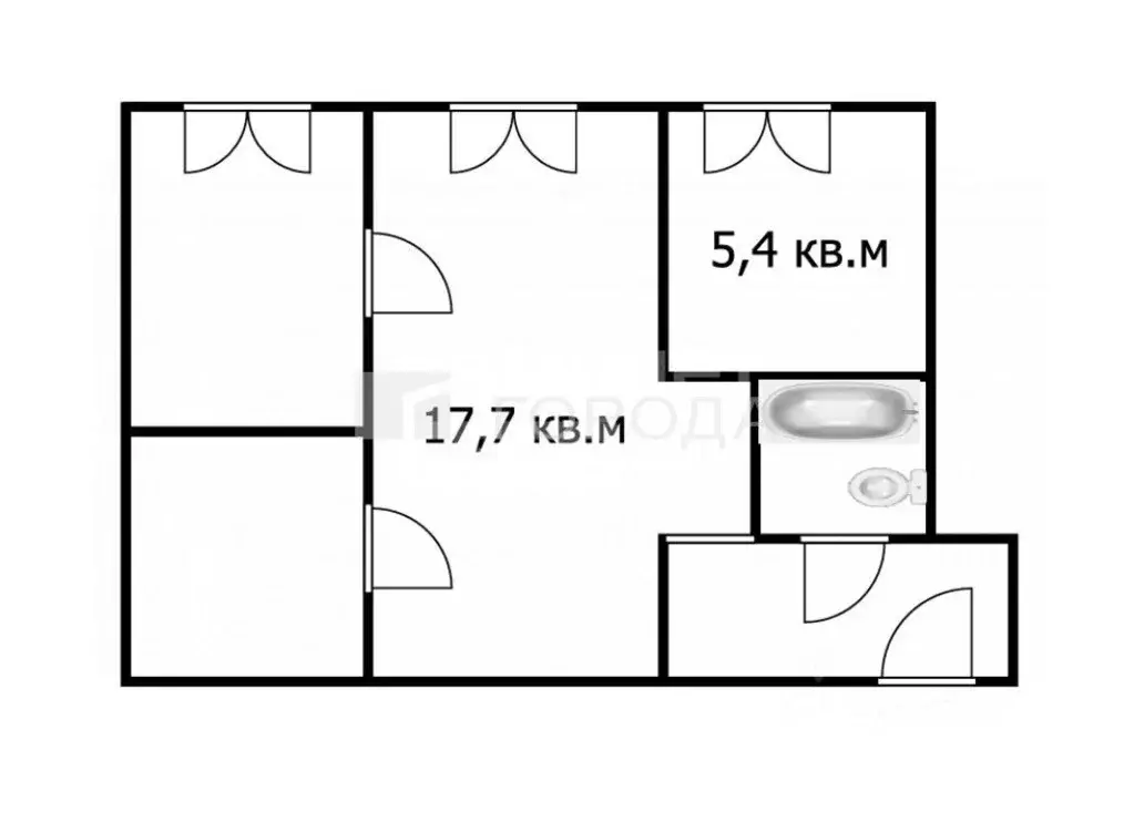 3-к кв. Томская область, Томск просп. Ленина, 202 (43.0 м) - Фото 2