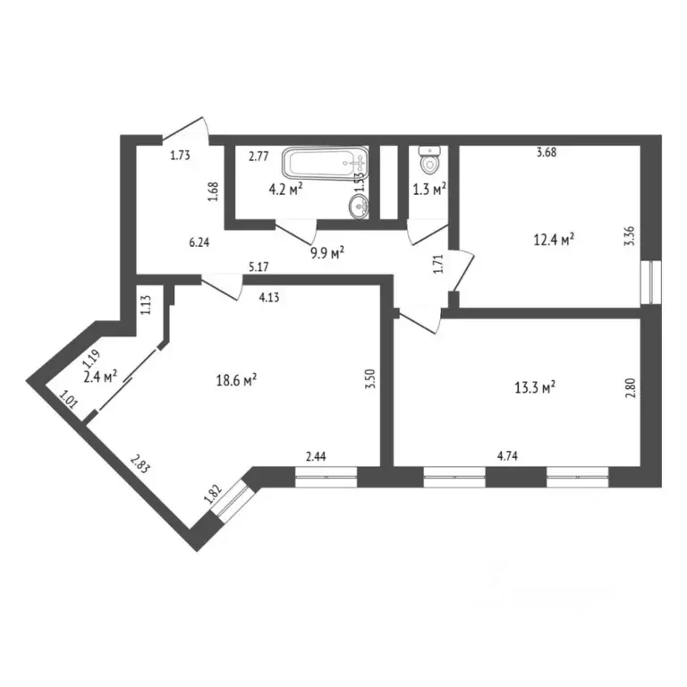 2-к кв. Тюменская область, Тюмень Новгородская ул., 3 (62.0 м) - Фото 2